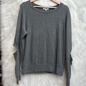 LNA elbow cut out gray long sleeve sweater shirt